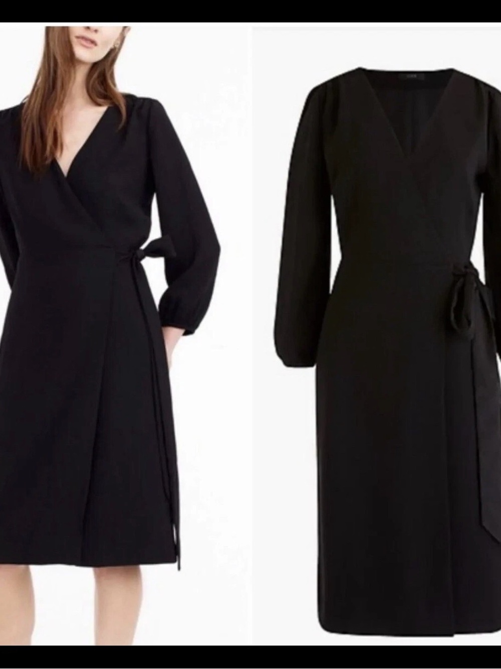 Black Wrap Dress with Tie Waist